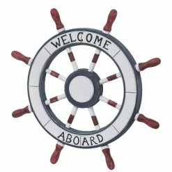 Best Sale ⌛ ADECO Wooden Boat Anchor Crossbar Ship Steering Wheel Wall Decor Beach 👍 -Adeco Shop ADECO Wooden Boat Anchor Crossbar Ship Steering Wheel Wall Decor Beach 5