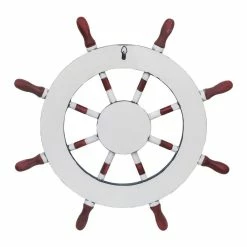 Best Sale ⌛ ADECO Wooden Boat Anchor Crossbar Ship Steering Wheel Wall Decor Beach 👍 -Adeco Shop ADECO Wooden Boat Anchor Crossbar Ship Steering Wheel Wall Decor Beach 6