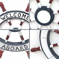 Best Sale ⌛ ADECO Wooden Boat Anchor Crossbar Ship Steering Wheel Wall Decor Beach 👍 -Adeco Shop ADECO Wooden Boat Anchor Crossbar Ship Steering Wheel Wall Decor Beach 7