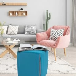 Coupon 😀 Adeco 14" Small Ottoman Footrest Stool- Velvet Seating Stool Ottoman Light Grey ⌛ -Adeco Shop Adeco 1422 Small Ottoman Footrest Stool Velvet Seating Stool Ottoman 10