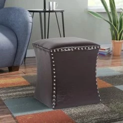 Budget 👍 Adeco 15" Vanity Stool Ottoman- Small Ottoman Footrest Stool Makeup Chair Brown 💯