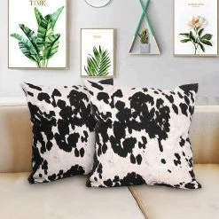 Deals ❤️ Adeco 18x18 Inch Set Of 2 Cow Decorative Throw Pillow Covers Black Cow 🎁 -Adeco Shop Adeco 18x18 Inch Cow Decorative Throw Pillow Covers 3