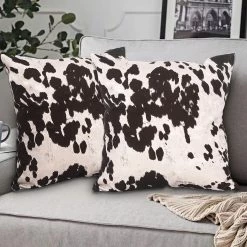 Deals ❤️ Adeco 18x18 Inch Set Of 2 Cow Decorative Throw Pillow Covers Black Cow 🎁 -Adeco Shop Adeco 18x18 Inch Cow Decorative Throw Pillow Covers 5