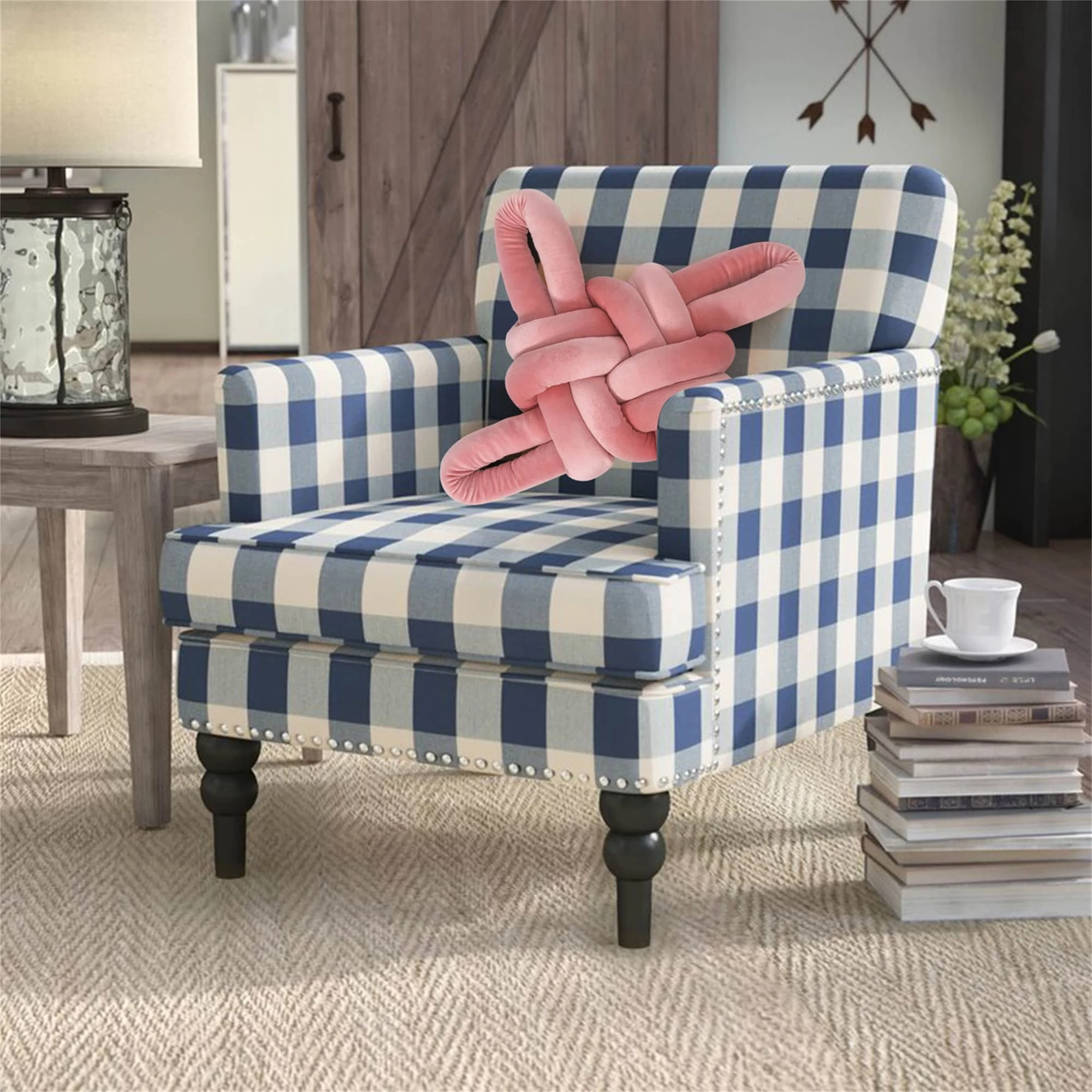 Outlet 😀 Adeco 19.3" Knot Pillow Cushion Blue 🤩 5 Outlet 😀 Adeco 19.3" Knot Pillow Cushion Blue 🤩 - Image 3