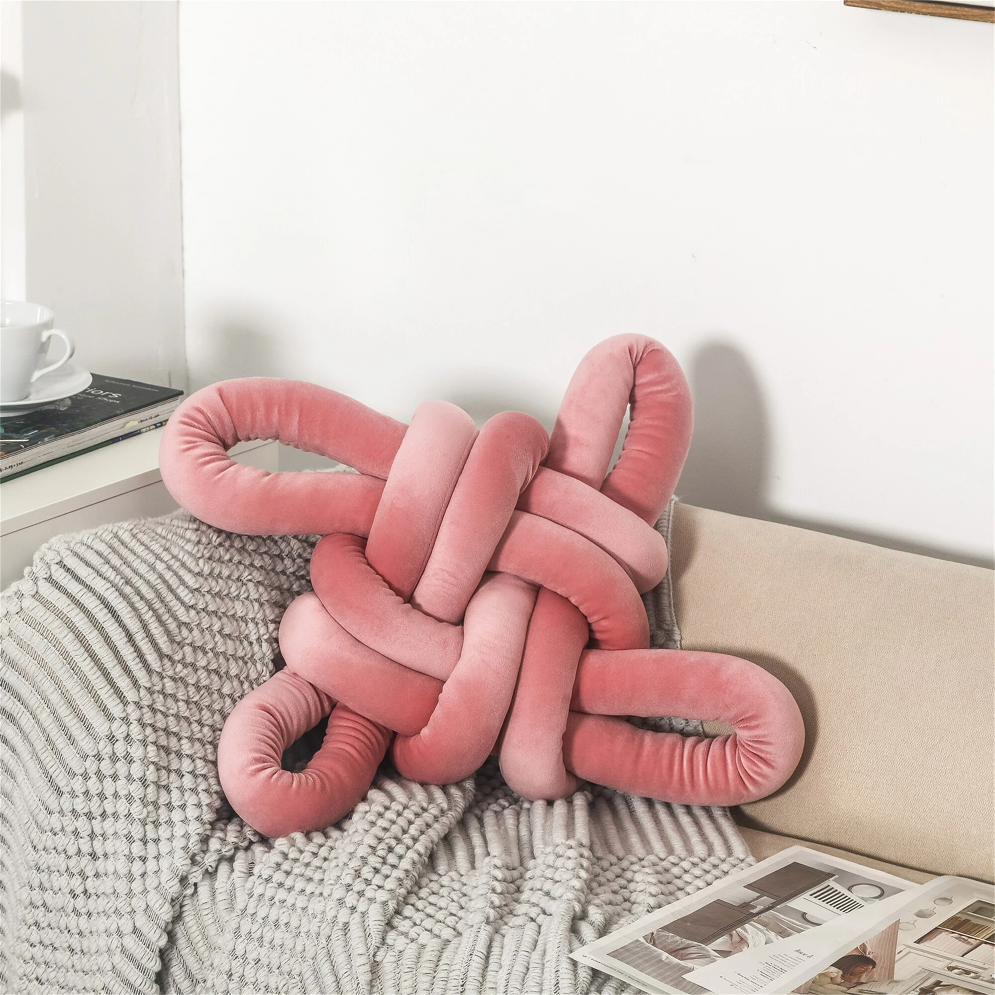 Outlet 😀 Adeco 19.3" Knot Pillow Cushion Blue 🤩 3 Outlet 😀 Adeco 19.3" Knot Pillow Cushion Blue 🤩