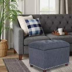 Cheap 🛒 Adeco 24'' Rectangular Upholstered Storage Ottoman Fabric Foot Stool Lake Blue 🛒 -Adeco Shop Adeco 242727 Rectangular Upholstered Storage Ottoman Fabric Foot stool 6