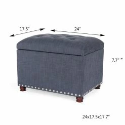 Cheap 🛒 Adeco 24'' Rectangular Upholstered Storage Ottoman Fabric Foot Stool Lake Blue 🛒 -Adeco Shop Adeco 242727 Rectangular Upholstered Storage Ottoman Fabric Foot stool 8