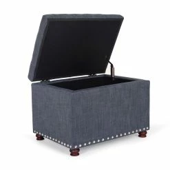 Cheap 🛒 Adeco 24'' Rectangular Upholstered Storage Ottoman Fabric Foot Stool Lake Blue 🛒 -Adeco Shop Adeco 242727 Rectangular Upholstered Storage Ottoman Fabric Foot stool 9
