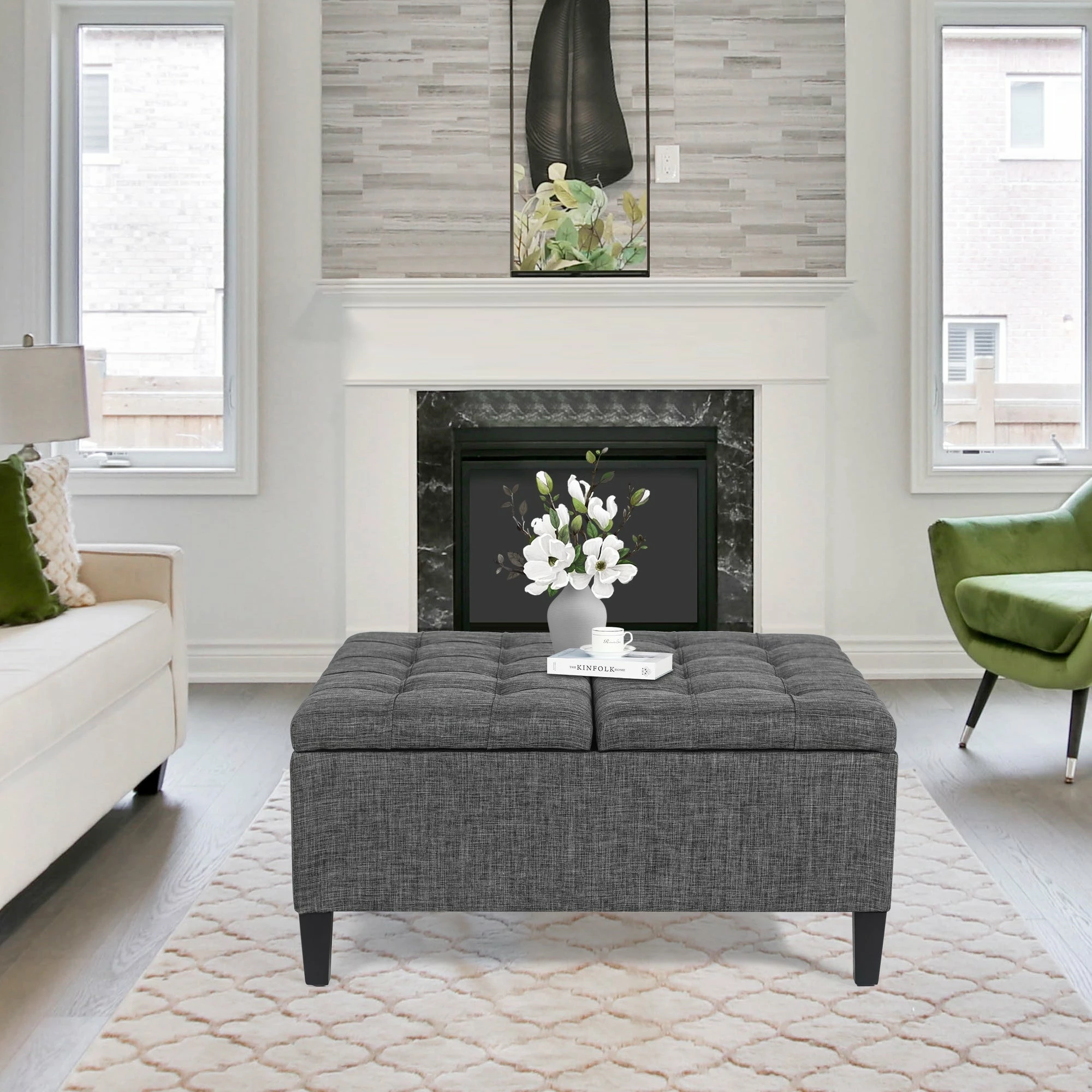 Wholesale ๐ Adeco 33.47" Coffee Table Double Lift Tufted Top Storage Ottoman Bench Blue ๐คฉ 5 Wholesale ๐ Adeco 33.47" Coffee Table Double Lift Tufted Top Storage Ottoman Bench Blue ๐คฉ - Image 3