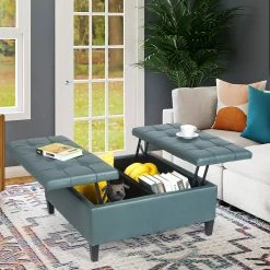 Wholesale ๐ Adeco 33.47" Coffee Table Double Lift Tufted Top Storage Ottoman Bench Blue ๐คฉ 15 Wholesale ๐ Adeco 33.47" Coffee Table Double Lift Tufted Top Storage Ottoman Bench Blue ๐คฉ -Adeco Shop Adeco 33.4722 Square Coffee Table Double Lift Tufted Top Storage Ottoman Bench 4