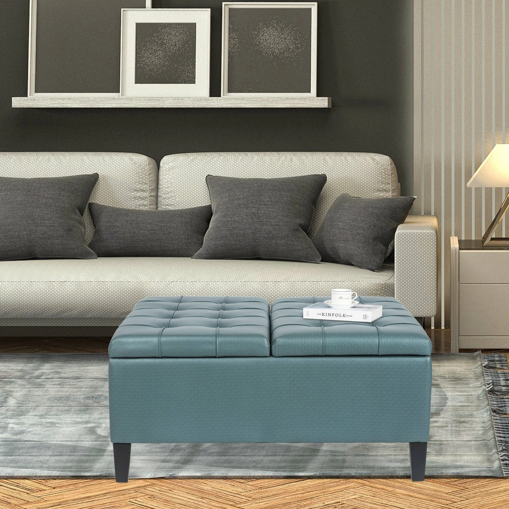 Wholesale ๐ Adeco 33.47" Coffee Table Double Lift Tufted Top Storage Ottoman Bench Blue ๐คฉ 8 Wholesale ๐ Adeco 33.47" Coffee Table Double Lift Tufted Top Storage Ottoman Bench Blue ๐คฉ - Image 6