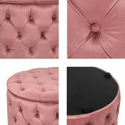Hot Sale 🥰 Adeco Round Velvet Button Tufted Storage Ottoman 👍 -Adeco Shop Adeco 3D Button Tufted Round Cocktail Ottoman 6