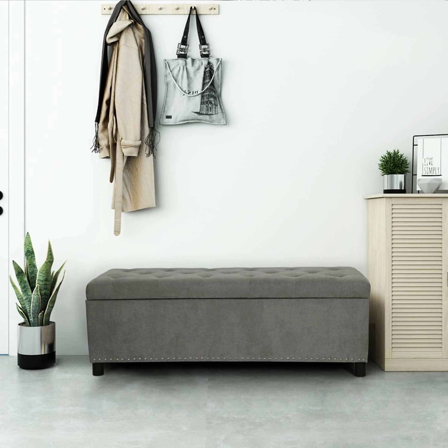 Coupon โ๏ธ Adeco 46" Tufted Lift-top Storage Ottoman Bench ๐งจ 3 Coupon โ๏ธ Adeco 46" Tufted Lift-top Storage Ottoman Bench ๐งจ