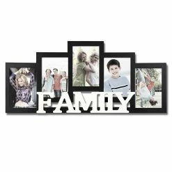 Brand new 🔔 Adeco Decorative Black And White Wood 'Family' Wall Hanging 4 X 6-inch Photo Frame With 5 Openings 🔔