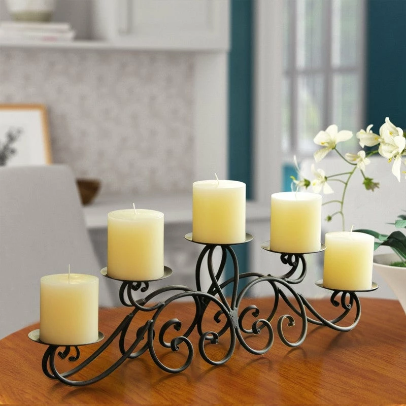 Best Pirce ๐ Adeco 5-pillar Iron Table Top Candle Holder - 24.4"x 4.5"x 6.5" โ๏ธ 3 Best Pirce ๐ Adeco 5-pillar Iron Table Top Candle Holder - 24.4"x 4.5"x 6.5" โ๏ธ