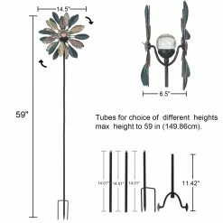 Promo 🥰 Adeco 59" Metal Solar Wind Spinners Patio Decor Stakes Multi 😉 -Adeco Shop Adeco 5922 Metal Solar Wind Spinners Patio Decor Stakes 10