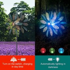Promo 🥰 Adeco 59" Metal Solar Wind Spinners Patio Decor Stakes Multi 😉 -Adeco Shop Adeco 5922 Metal Solar Wind Spinners Patio Decor Stakes 2
