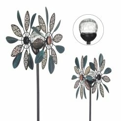 Promo 🥰 Adeco 59" Metal Solar Wind Spinners Patio Decor Stakes Multi 😉 -Adeco Shop Adeco 5922 Metal Solar Wind Spinners Patio Decor Stakes 3