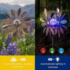 Promo 🥰 Adeco 59" Metal Solar Wind Spinners Patio Decor Stakes Multi 😉 -Adeco Shop Adeco 5922 Metal Solar Wind Spinners Patio Decor Stakes 7