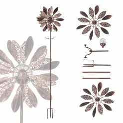 Promo 🥰 Adeco 59" Metal Solar Wind Spinners Patio Decor Stakes Multi 😉 -Adeco Shop Adeco 5922 Metal Solar Wind Spinners Patio Decor Stakes 8
