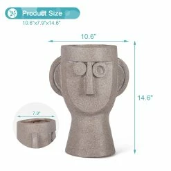 Hot Sale 🤩 Adeco Abstract Face Head Planter 15'' Flower Pot Beige 🛒 -Adeco Shop Adeco Abstract Face Head Planter 152727 Flower Pot 2