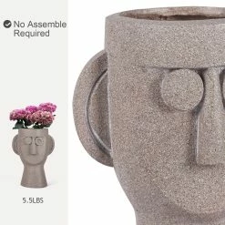 Hot Sale 🤩 Adeco Abstract Face Head Planter 15'' Flower Pot Beige 🛒 -Adeco Shop Adeco Abstract Face Head Planter 152727 Flower Pot 3