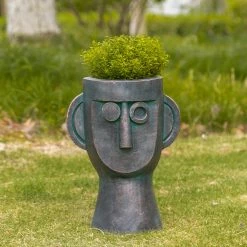 Hot Sale 🤩 Adeco Abstract Face Head Planter 15'' Flower Pot Beige 🛒 -Adeco Shop Adeco Abstract Face Head Planter 152727 Flower Pot 5
