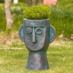 Hot Sale 🤩 Adeco Abstract Face Head Planter 15'' Flower Pot Beige 🛒 -Adeco Shop Adeco Abstract Face Head Planter 152727 Flower Pot 6
