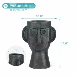 Hot Sale 🤩 Adeco Abstract Face Head Planter 15'' Flower Pot Beige 🛒 -Adeco Shop Adeco Abstract Face Head Planter 152727 Flower Pot 7
