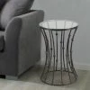 Hot Sale 😀 Adeco Drum Black Metal Coffee Table Round End Table With Glass Top - 15"x 15"x 21.5" 🎁 -Adeco Shop Adeco Accent Black Drum Shape Metal Coffee Table 0411df73 165c 4db5 bc8f e8b4c9e64dad 1000
