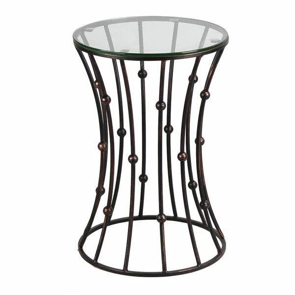 Hot Sale 😀 Adeco Drum Black Metal Coffee Table Round End Table With Glass Top - 15"x 15"x 21.5" 🎁 9 Hot Sale 😀 Adeco Drum Black Metal Coffee Table Round End Table With Glass Top - 15"x 15"x 21.5" 🎁 - Image 7