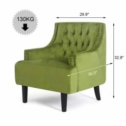 Buy 🤩 Adeco Accent Chair Armchair Mid-Century Modern Velvet Sofa Chair Green 😀 -Adeco Shop Adeco Accent Chair Armchair Mid Century Modern Velvet Single Sofa Chair 14