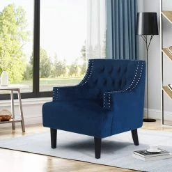 Buy 🤩 Adeco Accent Chair Armchair Mid-Century Modern Velvet Sofa Chair Green 😀 -Adeco Shop Adeco Accent Chair Armchair Mid Century Modern Velvet Single Sofa Chair 2