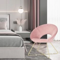 Discount ⭐ Adeco Accent Chair Modern Velvet Vanity Dining Chair Metal Legs Orange ✔️ -Adeco Shop Adeco Accent Chair Modern Velvet Vanity Dining Chair Metal Legs 12