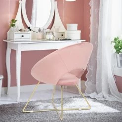 Discount ⭐ Adeco Accent Chair Modern Velvet Vanity Dining Chair Metal Legs Orange ✔️ -Adeco Shop Adeco Accent Chair Modern Velvet Vanity Dining Chair Metal Legs 13