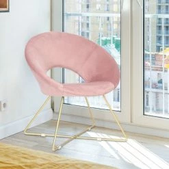 Discount ⭐ Adeco Accent Chair Modern Velvet Vanity Dining Chair Metal Legs Orange ✔️ -Adeco Shop Adeco Accent Chair Modern Velvet Vanity Dining Chair Metal Legs 14