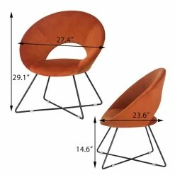 Discount ⭐ Adeco Accent Chair Modern Velvet Vanity Dining Chair Metal Legs Orange ✔️ -Adeco Shop Adeco Accent Chair Modern Velvet Vanity Dining Chair Metal Legs 2