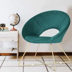 Discount ⭐ Adeco Accent Chair Modern Velvet Vanity Dining Chair Metal Legs Orange ✔️ -Adeco Shop Adeco Accent Chair Modern Velvet Vanity Dining Chair Metal Legs 6