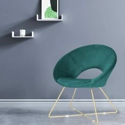 Discount ⭐ Adeco Accent Chair Modern Velvet Vanity Dining Chair Metal Legs Orange ✔️ -Adeco Shop Adeco Accent Chair Modern Velvet Vanity Dining Chair Metal Legs 8