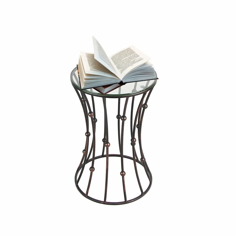 Hot Sale 😀 Adeco Drum Black Metal Coffee Table Round End Table With Glass Top - 15"x 15"x 21.5" 🎁 10 Hot Sale 😀 Adeco Drum Black Metal Coffee Table Round End Table With Glass Top - 15"x 15"x 21.5" 🎁 - Image 8