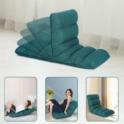 Budget ✨ Adeco Adjustable Floor Chair Folding Gaming Sofa With Back Support Green 🛒 -Adeco Shop Adeco Adjustable Floor Chair Folding Gaming Sofa with Back Support 9