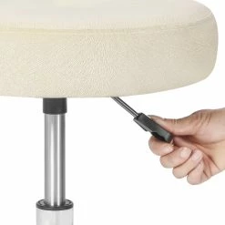 Outlet 🔥 Adeco Adjustable Velvet Round Ottoman Swivel Vanity Stool Makeup Chair Pink 🧨 -Adeco Shop Adeco Adjustable Velvet Round Ottoman Swivel Vanity Stool Makeup Chair 4