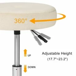 Outlet 🔥 Adeco Adjustable Velvet Round Ottoman Swivel Vanity Stool Makeup Chair Pink 🧨 -Adeco Shop Adeco Adjustable Velvet Round Ottoman Swivel Vanity Stool Makeup Chair 5