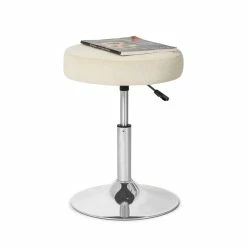 Outlet 🔥 Adeco Adjustable Velvet Round Ottoman Swivel Vanity Stool Makeup Chair Pink 🧨 -Adeco Shop Adeco Adjustable Velvet Round Ottoman Swivel Vanity Stool Makeup Chair 6