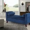 Buy 🥰 Adeco Velvet Armed Storage Ottoman Bench Footrest Stool With Two Pillows ⭐