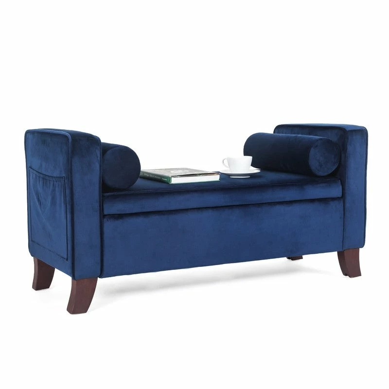 Buy 🥰 Adeco Velvet Armed Storage Ottoman Bench Footrest Stool With Two Pillows ⭐ 9 Buy 🥰 Adeco Velvet Armed Storage Ottoman Bench Footrest Stool With Two Pillows ⭐ - Image 7