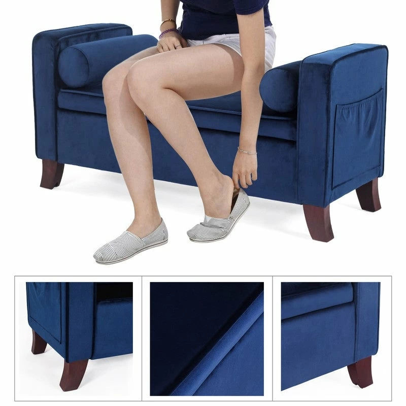 Buy 🥰 Adeco Velvet Armed Storage Ottoman Bench Footrest Stool With Two Pillows ⭐ 12 Buy 🥰 Adeco Velvet Armed Storage Ottoman Bench Footrest Stool With Two Pillows ⭐ - Image 10