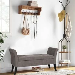 Outlet 👏 Adeco Armed Storage Ottoman Tufted Lift Top Bench Footstool With Legs 🧨 -Adeco Shop Adeco Armed Storage Ottoman Tufted Lift Top Bench Footstool with Legs 2