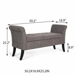 Outlet 👏 Adeco Armed Storage Ottoman Tufted Lift Top Bench Footstool With Legs 🧨 -Adeco Shop Adeco Armed Storage Ottoman Tufted Lift Top Bench Footstool with Legs 3