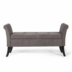 Outlet 👏 Adeco Armed Storage Ottoman Tufted Lift Top Bench Footstool With Legs 🧨 -Adeco Shop Adeco Armed Storage Ottoman Tufted Lift Top Bench Footstool with Legs 4